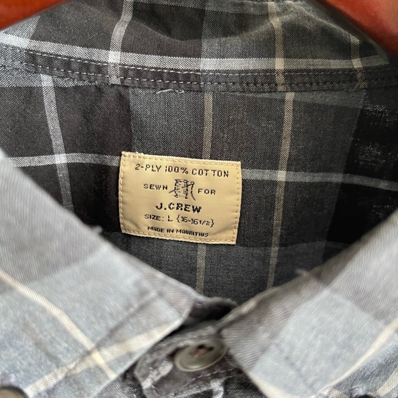 JCrew Mens Blue and White Plaid Shirt Size Large - Picture 4 of 7